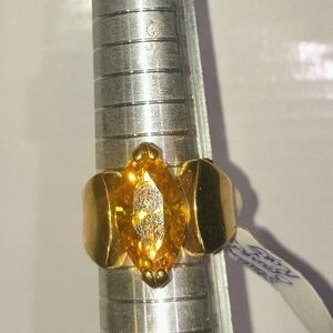Ring Goldtone Reads as Citrine Size 8.5